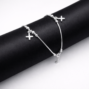 Tobillera de Plata de Ley 925 para Bebé con Bonito Dije Amarillo y Negro, Joyería Ajustable para Pies de Niños, Diseño Delicado con Cadena de Cuentas - Product Image 1