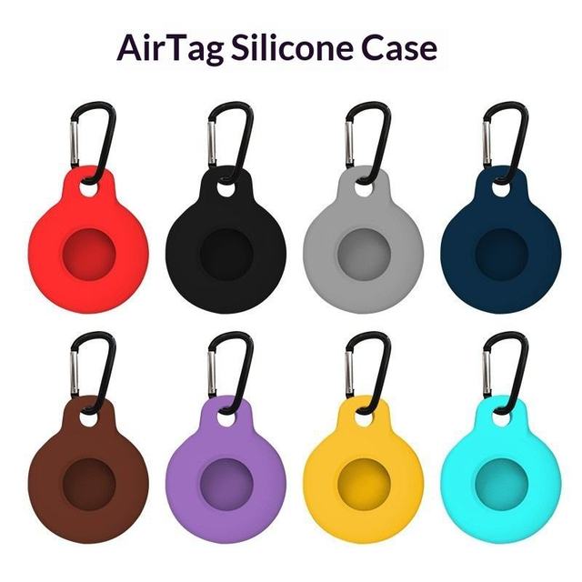 Anti-Lost Silicone AirTag Holder Customizable Multi-Color Protective Case Carabiner Keychain for Kids Pets Keys (Apple Tracker