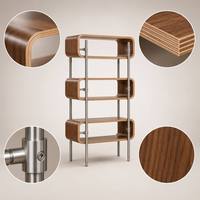 Étagère de présentation en bois massif courbé sur mesure de haute qualité avec éclairage LED multi-niveaux, écologique, pour magasin de détail commercial, armoire de rangement