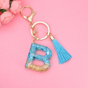 Nouveau bleu gland minimaliste unisexe porte-clés 26 lettres anglaises Style dessin animé alliage métallique et résine époxy pour voiture sac cadeau - Product Image 2
