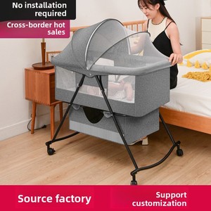 <span class=keywords><strong>Culla</strong></span> Portatile Pieghevole Multifunzionale in Tessuto Peluche per Neonati con Ruote - Product Image 2