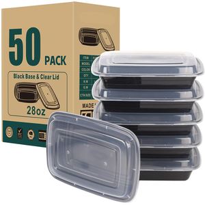 Boîte à bento jetable en plastique PP pour micro-ondes, 750 ml, 1000 ml, 1250 ml, 1500 ml, contenants alimentaires à 1 ou 2 compartiments, boîte à lunch - Product Image 1