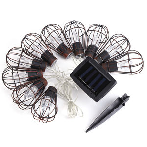 10LED Ngoài Trời Không Thấm Nước Năng Lượng Mặt Trời Vintage Retro Phong Cách Sắt Lồng Đảng Lights Năng Lượng Mặt Trời Fairy <span class=keywords><strong>String</strong></span> Cho Giáng Sinh Wedding Holiday - Product Image 5