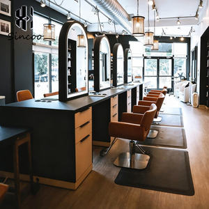 Factory Wholesale Mirror <b>Dressing</b> Station Beauty Salons Barber Hair Salon Vanity <b>Table</b> <b>with</b> Arched Mirror Salon Makeup <b>Table</b> - Product Image 4