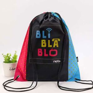 Wholesale Customized Logo Promotional Polyester Nylon Drawstring Backpack Bag Waterproof <b>Draw</b> String Bags for Sport Gym Shopping - Product Image 3