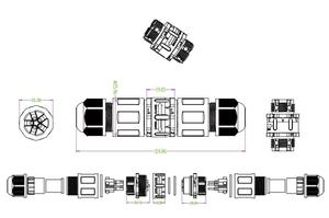 Conector de Desconexión Rápida Impermeable IP68, Enchufe de 2-5 Pines, 24A 450V, Conector de Cable Eléctrico con Junta Sellada - Product Image 2
