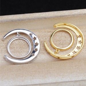 Pendentif lune en argent S925 avec étoiles, 13.3mm, composants de bijoux, composants de bricolage pour la fabrication de colliers, accessoires - Product Image 2