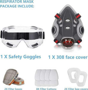 8201 <span class=keywords><strong>masque</strong></span> facial silicone demi <span class=keywords><strong>masque</strong></span> <span class=keywords><strong>respiratoire</strong></span> avec lunettes de sécurité peinture pulvérisation sécurité industrielle travail protection anti gaz - Product Image 4
