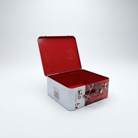 Boîte à lunch en métal étamé de qualité alimentaire, impression personnalisée directe usine, haute qualité, moderne, rectangulaire, avec couvercle à charnière et poignée, recyclée