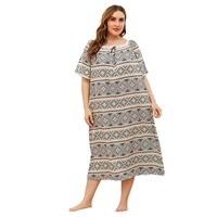 Pyjama d'intérieur pour femmes grande taille, printemps-été, manches courtes, dentelle, imprimé, élastique