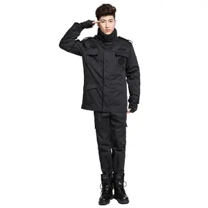 Custom Wholesale OEM Men's Working Uniform Double Safe Black Private Suit Long Sleeve Coat Security Guard Uniforms