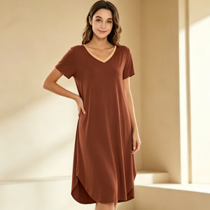 Camisón de Bambú Personalizado para Mujer, Vestido de Dormir, Fabricante OEM de Ropa de Dormir, Pijama Suave y Cómodo de Fábrica - Product Image 1