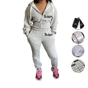 Benutzer definiertes Logo Frühlings kleidung Zweiteilige Sets Damen Trainings anzug Hoodie Trainings anzug Kunden spezifische Spitze Winterkleid ung für Damen OEM