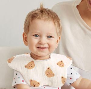 Bavaglini Neonato Bavoir <span class=keywords><strong>Bandana</strong></span> en Coton Mousseline 6 Couches de Gaze Absorbante Anti-Bave, Bavoir Bébé Rotatif à 360 Degrés avec Bouton de Col - Product Image 3