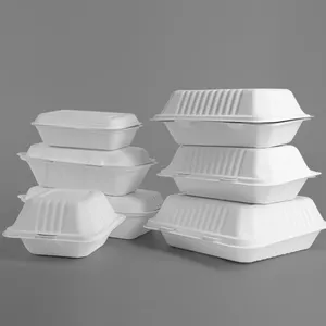 Prix usine biodégradable fécule de maïs Bagasse récipient alimentaire dégradable à emporter carton récipient alimentaire