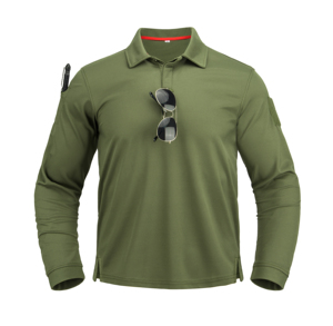 Polo tactique à manches longues DF25 à séchage rapide, style col revers, vêtements de sport d'extérieur, vente en gros - Product Image 2