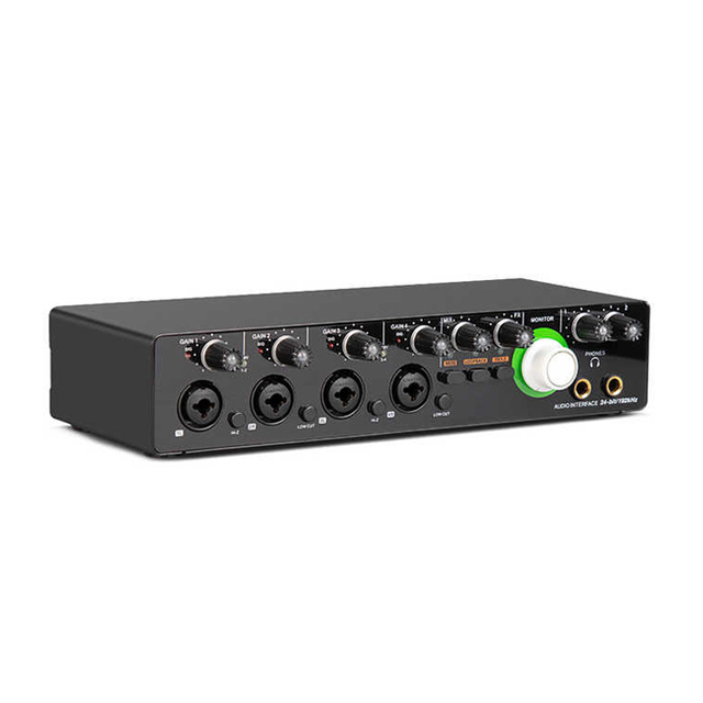 Professional High Quality 4-Channel 24Bit 192KHz Wired Audio Interface & USB Sound Card for Studio Recording