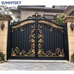 Sunnysky Tùy Chỉnh Vườn Hiện Đại Chất Lượng Cao Nhà Mới Nhất Bên Ngoài Kim Loại Thiết Kế Cổng Manor An Ninh Chính Rèn Sắt Vàng Cổng - Product Image 1