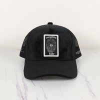 Gorra de camionero de malla en blanco de gamuza de camionero ajustable de 5 paneles con logotipo personalizado