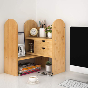 Étagère de bureau Bilu en bois, organisateur de bureau avec tiroirs, style simple, type sur pied, couleur bois naturel, forme rectangulaire - Product Image 3