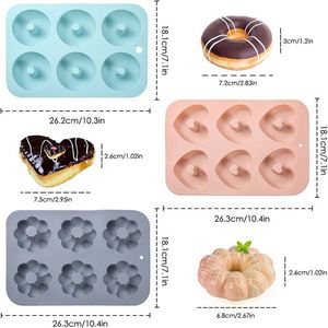 3 moules à donuts en silicone antiadhésifs, formes rondes, cœur et fleur, pour bagels et gâteaux - Product Image 2