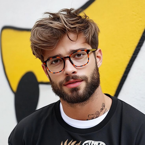 Monturas de Gafas Ópticas Redondas Vintage de Acetato para Hombre y Mujer con Patillas de Acetato Color Carey - Product Image 1