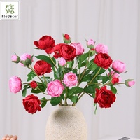 Großhandel 3 Köpfe 58CM Kunstseide Weiß Rot Rosa Pfingstrose Blume für Hochzeit Home Weihnachten Neujahr Thanksgiving Dekorationen