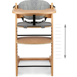 Trona de madera ajustable en altura con bandeja desmontable, silla de bebé de madera maciza para 0-12 meses, unisex - Product Image 3