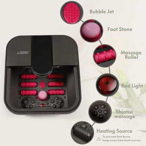 Opvouwbare Voet Spa Warmte Bubble <span class=keywords><strong>Massage</strong></span> Rollers Tea Tree Olie Epsom Zout Doorweekt Rood Licht Verwijderbare Puimsteen - Product Image 3