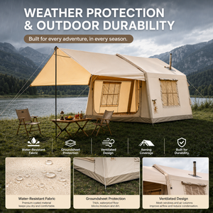 OEM/ODM 3-4 Person 8 Four-Season Quick-Open <b>Inflatable</b> Camping Tent Awning Cotton Canvas Air Column 15.8kg Lightweight - Product Image 5