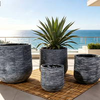 Pots à fleurs en fibre de verre de luxe de 4 tailles, jardinières coniques arrondies, pot moderne pour plantes au sol, pour la décoration de villas, d'hôtels, de halls et de jardins