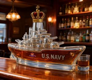 ノーブランド河北はクリエイティブな軍艦型ガラス製デカンター米海軍クラウンロイヤルスタイルウィスキーギフトホームバー装飾用 - Product Image 4