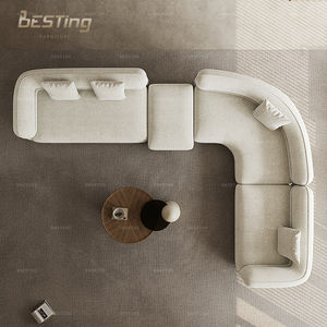 Canapé <span class=keywords><strong>italien</strong></span> de luxe au design moderne, droit/<span class=keywords><strong>angle</strong></span>, canapé modulable incurvé en tissu marron personnalisé - Product Image 4