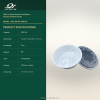 Conteneur alimentaire à emporter en PP de 3500 ml avec couvercle - Boîte de restauration ronde anti-effraction - Jetable, étanche, sans BPA, recyclable
