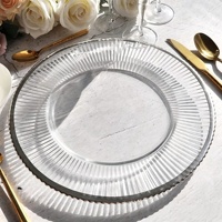 Assiette de présentation en verre à bord noir, décorative, à bords festonnés, pour mariage, banquet, événement, décoration de table