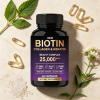 Capsules de peptides de collagène multiples, collagène hydrolysé types I, II, III, V et X, soutien pour les cheveux, la peau et les ongles, OEM