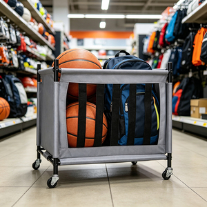 <span class=keywords><strong>Chariot</strong></span> de rangement commercial à roulettes pour équipement sportif, bac de rangement métallique pour équipement de sport pour salle de sport, garage, club sportif et centre d'entraînement - Product Image 2