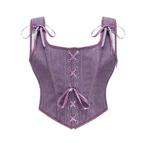 Top corto tipo túnica de seda elegante para mujer, estilo europeo y americano, con tirantes sexys, de la marca Under Lulu Custom. - Product Image 3