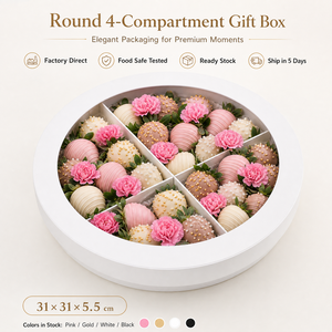 Luxury Eid Ramadan Golden Color Macaron Chocolate Covered Strawberry Food Cardboard Circle Rigid Gift <b>Box</b> With Transparent Lid - Product Image 5