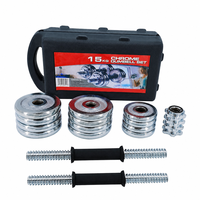 Ensemble d'haltères réglables 15 kg en fonte électrolytique, robuste, avec étui portable pour entraînement des bras, des jambes et du corps entier à domicile, en salle de sport ou en voyage