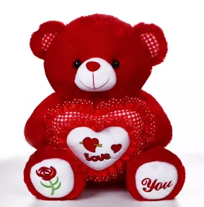 Urso de pelúcia personalizado, brinquedos de pelúcia com um coração para presentes de dia dos namorados