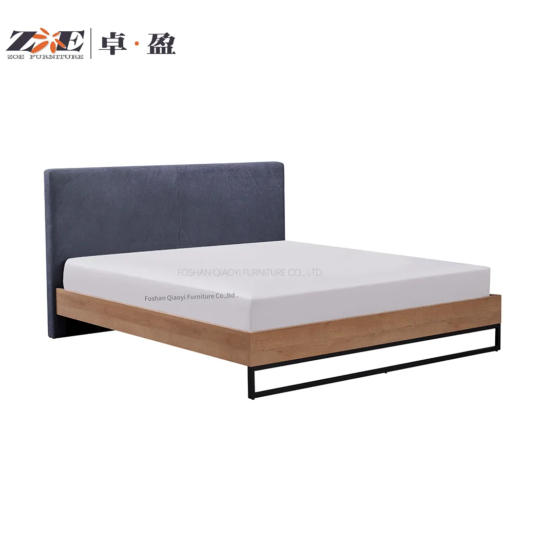 Cadre de lit bas d'hôtel à la maison Tête de lit en bois MDF Lits King Size durables et confortables