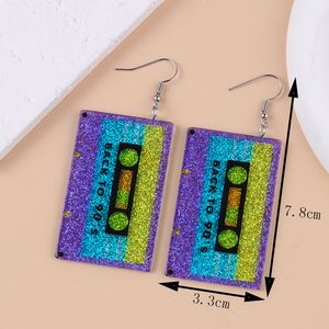Retro 80s Outfit Party Accessories Jewelry Cassette <strong>Tape</strong> Dangle <strong>Earrings</strong> for Women Colorful Lightning Acrylic Drop Neon <strong>Earring</strong> - Product Image 6