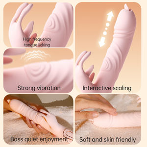 Vibratore per leccare la lingua 3 in 1 con vibratore di coniglio vibratore per leccare il Dildo clitoride che spinge il giocattolo per adulti per le donne - Product Image 3