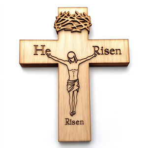 Croce Religiosa in Legno di Alta Qualità, Fatta a Mano, per Decorazione Casa e <span class=keywords><strong>Cucina</strong></span>, Ornamento da Appendere - Product Image 5