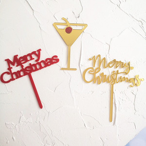 ท็อปเปอร์เค้กอะคริลิค รูปน้ำผึ้งและน้ำตาลหวาน สีแดงทอง 264 265 ของตกแต่งเค้กสำหรับงานปาร์ตี้คริสต์มาส - Product Image 3