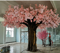 Pohon Sakura Plastik Buatan Guangsheng untuk Dekorasi Pernikahan, Hiasan Gantung Plafon, Dekorasi Hotel, Mal, dan Tahun Baru