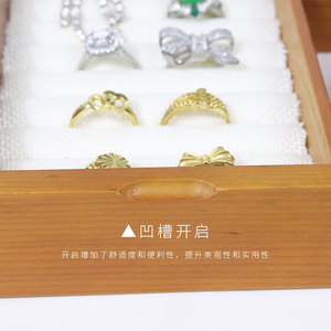 Caja de joyería octogonal de madera con tapa de cristal y compartimentos para anillos, pulseras, almacenamiento de escritorio, madera de fresno, color nogal - Product Image 4