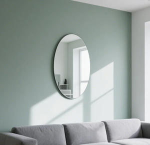 Panel de cristal transparente plateado personalizado de <span class=keywords><strong>2</strong></span>-8mm, decoración de pared de tienda minorista moderna, <span class=keywords><strong>espejo</strong></span> de pared sin marco ovalado para dormitorio - Product Image 3