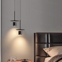 Lampe suspendue de chevet moderne et simple dans la chambre à coucher, lampe suspendue minimaliste nordique à tête unique pour la tête de lit principale